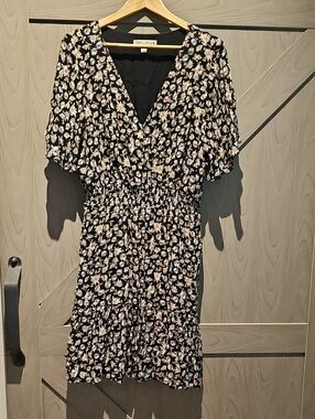 Idyllwind Black Floral Mini Dress with Cream Daisies